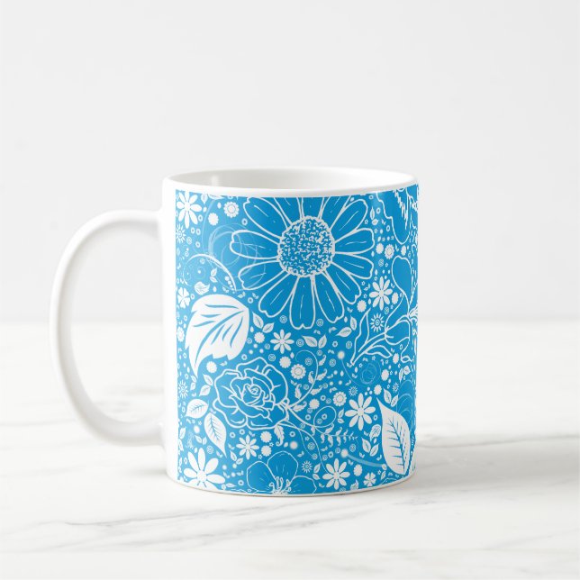 Blåblå botaniska beauties Light Blue Kaffemugg (Vänster)