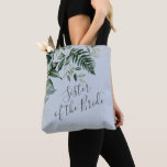Blåblå botaniska bister av gåvan tygkasse<br><div class="desc">Elegant,  dammig,  botaniskt löv Greenery Mor i brudgåsen Tote Bag</div>