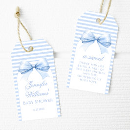 Blåblå Bow Pojke-Tack för Chic Presentetikett