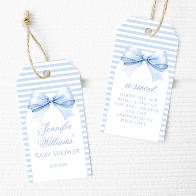 Blåblå Bow Pojke-Tack för Chic Presentetikett (Skapare uppladdad)