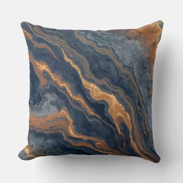 Blåblå bränd Orange Dusty Blue Dekorativ kudde (Framsida)