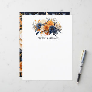 Blåblå, bränd Orange och champagne Blommigt Bröllo