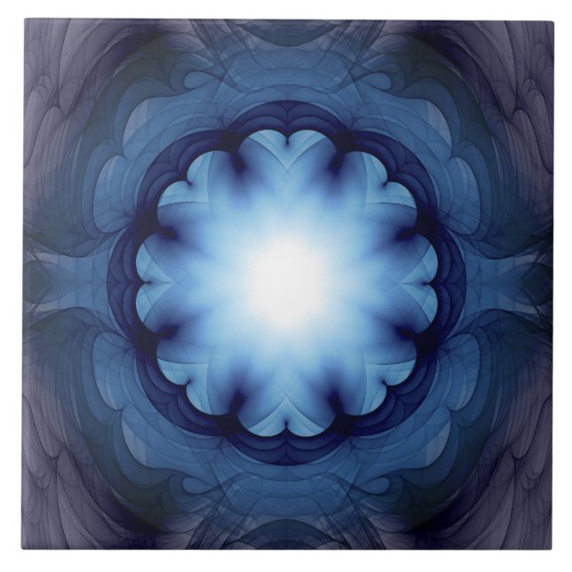 Blåblå dekoration för blommigt kakelplatta (Framsidan)