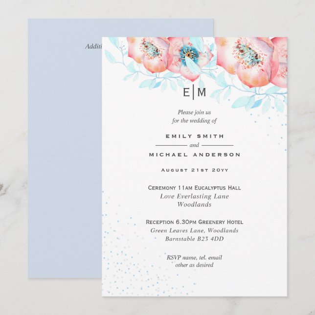 Blåblå Dusty Ro bröllopsmottagning (Fram/baksida)