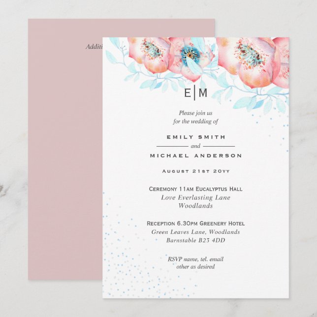 Blåblå Dusty Ro bröllopsmottagning (Fram/baksida)