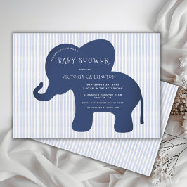 Blåblå elefant Rand-babyskor för Cute Navy Blue Inbjudningar