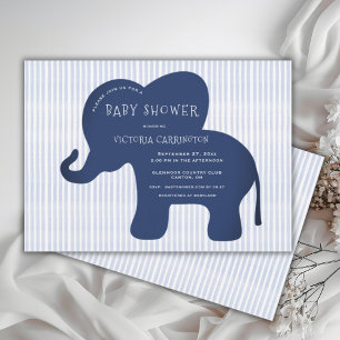 Blåblå elefant Rand-babyskor för Cute Navy Blue Inbjudningar