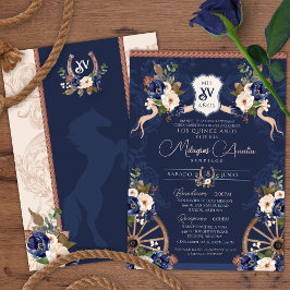 Blåblå Elegant Baroque Charro Quinceanera Inbjudningar