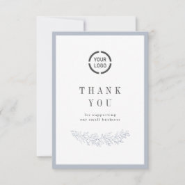 Blåblå elegant botaniskt med logotyp tack kort