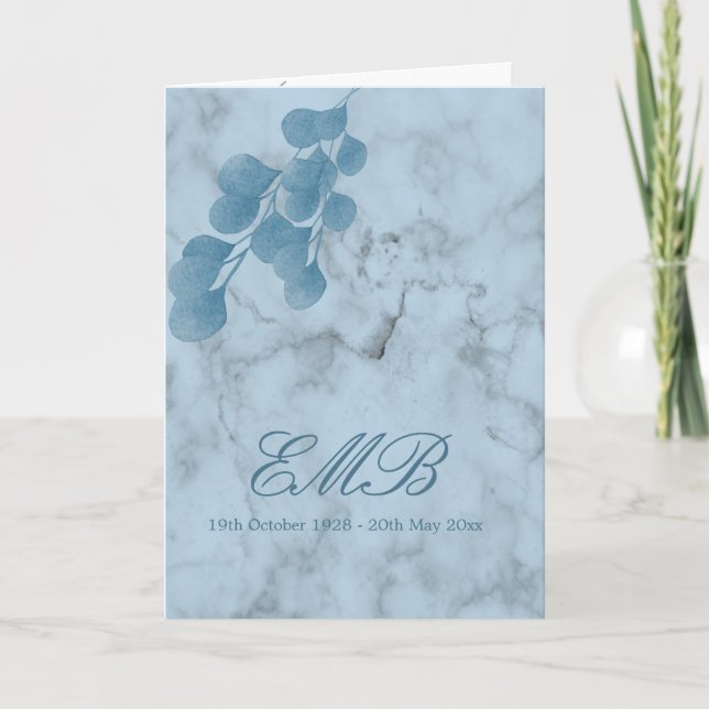 Blåblå eukalyptus Firande i livet Inbjudan (Framsida)