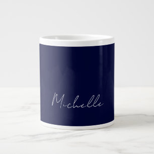 Blåblå Färg-plattan, modern egen Namn-kalligrafi Jumbo Mugg