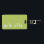 Blåblå fetstil, Personlig Namn Bagagebricka<br><div class="desc">Bold Modern Typography Personlig Namn Luggage Tag in Lime Green and Pastel Light Blue</div>