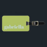Blåblå fetstil, Personlig Namn Bagagebricka<br><div class="desc">Bold Modern Typography Personlig Namn Luggage Tag in Lime Green and Pastel Light Blue</div>