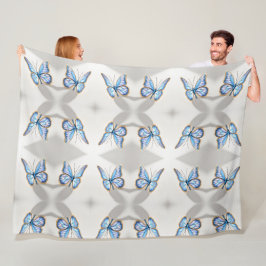 Blåblå fjärilssdesign fleecefilt