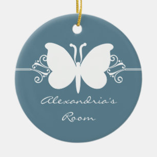 Blåblå fjärilsswirls Dörrhanger Ornament