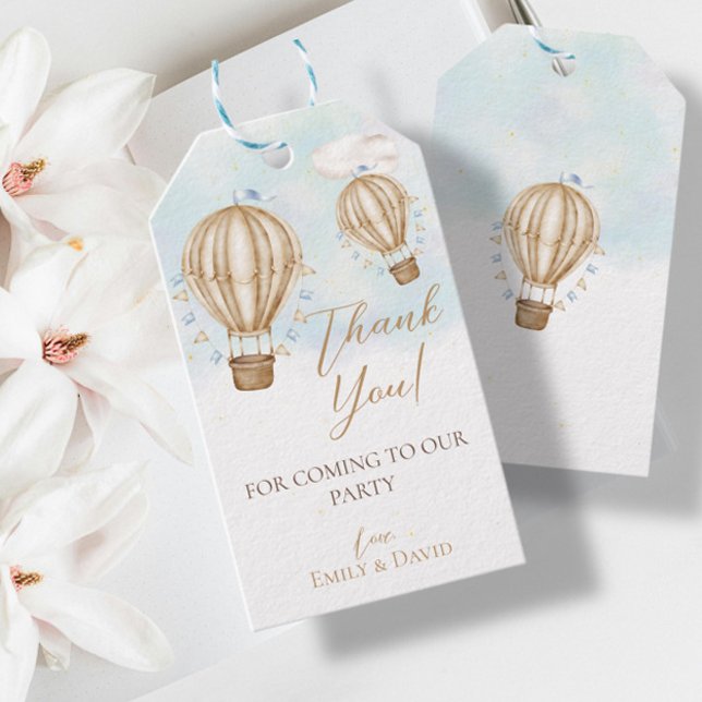 Blåblå flaggor moln från hett Luft tack Presentetikett (Skapare uppladdad)