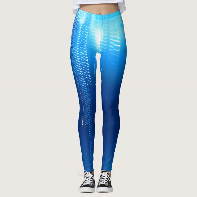 Blåblå futuristiska på benen leggings (Framsida)