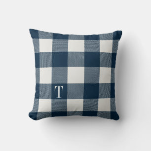 Blåblå Gingham Play Monogrammed Kudde
