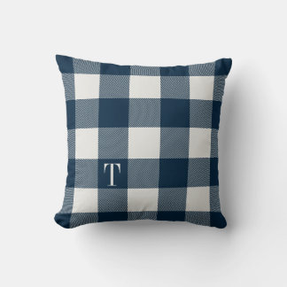 Blåblå Gingham Play Monogrammed Kudde