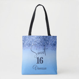 Blåblå Glitter Sweet 16 Birthday Girly Gnistra Tygkasse