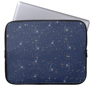 Blåblå gnistran guld glitter mönster laptop fodral