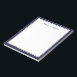 Blåblå Gräns-Personlig, anteckningsblock<br><div class="desc">Anteckningsblock för marin blå dubbla gräns-personlig,  skripttext.</div>