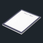 Blåblå Gräns-Personlig, anteckningsblock<br><div class="desc">Anteckningsblock för marin blå dubbla gräns-personlig,  skripttext.</div>