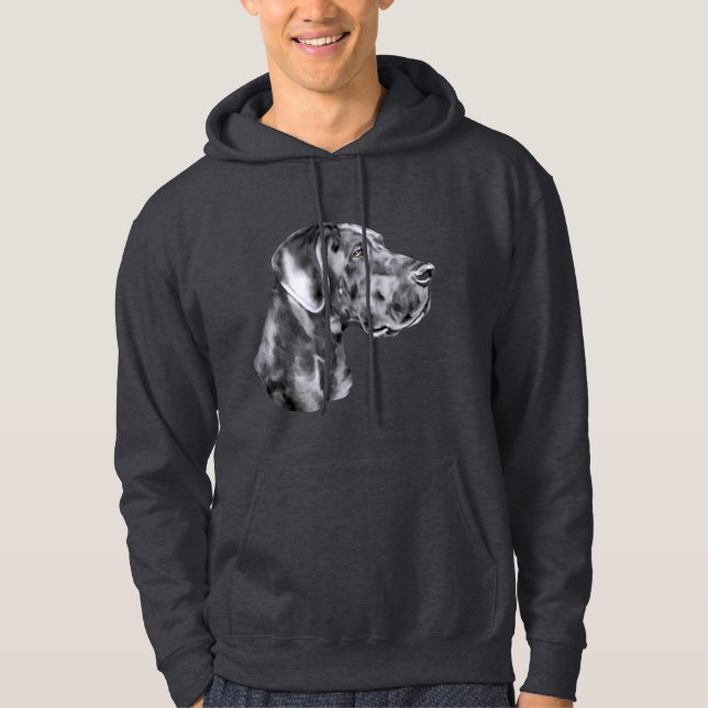 Blåblå great dane obeskurna hoodie (Framsida)
