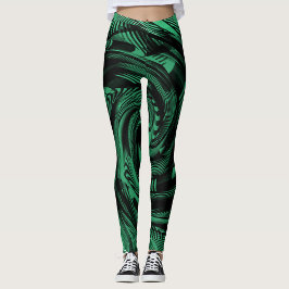 Blåblå grönt abstrakt vibrerande leggings