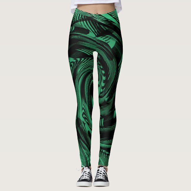 Blåblå grönt abstrakt vibrerande leggings (Skapare uppladdad)