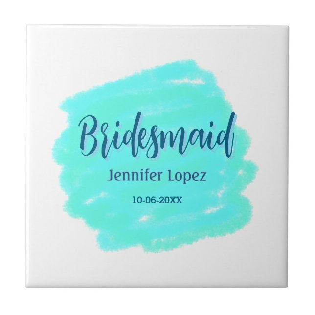 Blåblå grönt, lägg till namn-datum och stam kakelplatta (Framsidan)