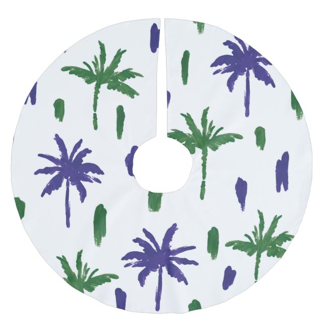 Blåblå Grönten Handflatan Mönster Julgransmatta Borstad Polyester (Framsidan)