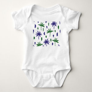 Blåblå Grönten Handflatan Mönster T Shirt