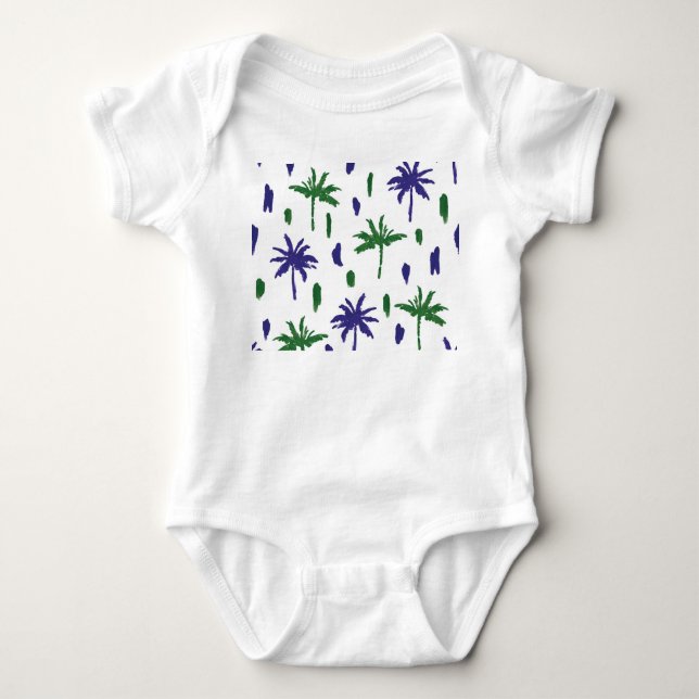 Blåblå Grönten Handflatan Mönster T Shirt (Framsida)