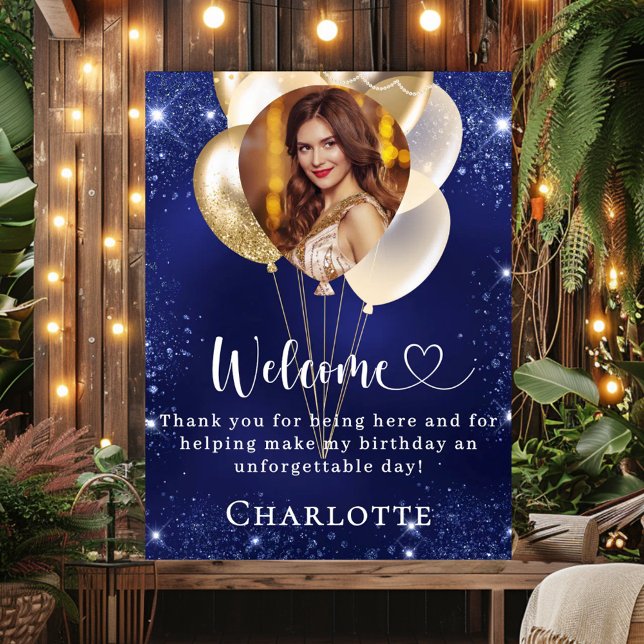 Blåblå guld-ballonger från dagflottan välkomnas poster (Skapare uppladdad)