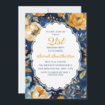 Blåblå Guld-Blommigt, uppringd 21:a födelsedag Inbjudningar<br><div class="desc">Elegant: Vattenskärtskocka och guld blommigt 21:a födelsedag för kvinnor med text i ett söt skalat ram. Personlig med din egen text. Kontakta mig om du behöver hjälp med din anpassning eller om du vill be om ytterligare matchning eller samordning av Zazzle-produkter för din händelse.</div>