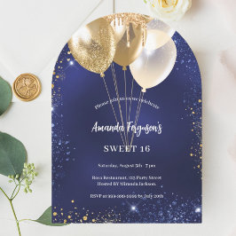Blåblå guld glitter-ballonger för marsch inbjudningar