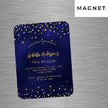 Blåblå guld-hjärtan, manuslyx magnet<br><div class="desc">En marin blå bakgrund med gyllene hjärtan. Den blå färg är ojämn. Anpassa och lägg till ditt namn och information om party.</div>