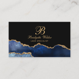 Blåblå Guld-marble Agate Lash Specialist Visitkort