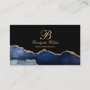 Blåblå Guld-marble Agate Lash Specialist Visitkort