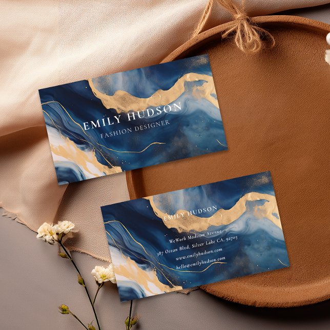 Blåblå Guld Marble Visitkort (Skapare uppladdad)