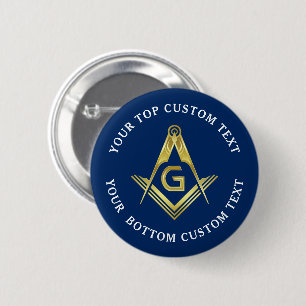 Blåblå Guld Masonic-knappar Freemason Stift Knapp
