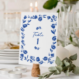 Blåblå Hand plockade-Bordsnummer med vismisk blomm Inbjudningar
