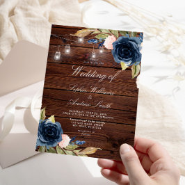 Blåblå inbjudan till träbröllop i Ro