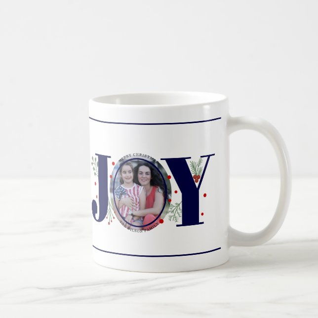 Blåblå Joy med julfoto på bär Kaffemugg (Höger)