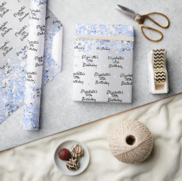 Blåblå konfetti silver gnistra namn presentpapper