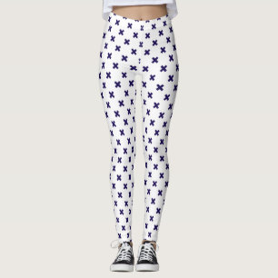 Blåblå kor syllar på vitt leggings