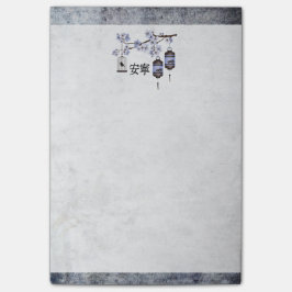 Blåblå lantern och en fågel "Fräcklig" Post-it Block