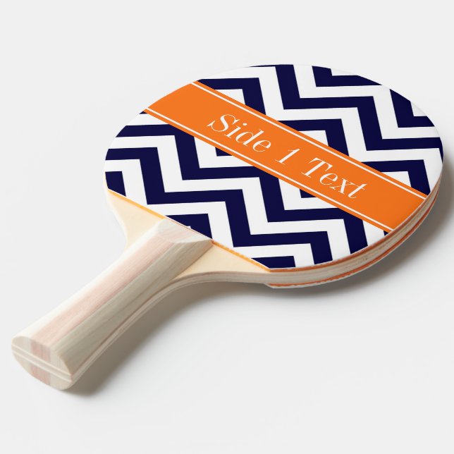 Blåblå lg Chevron Pumpkin Namn Monogram Pingisracket (Frontvinkel)