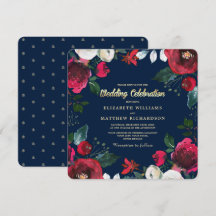 Blåblå marin | Burgundy Red Bloom Bröllop